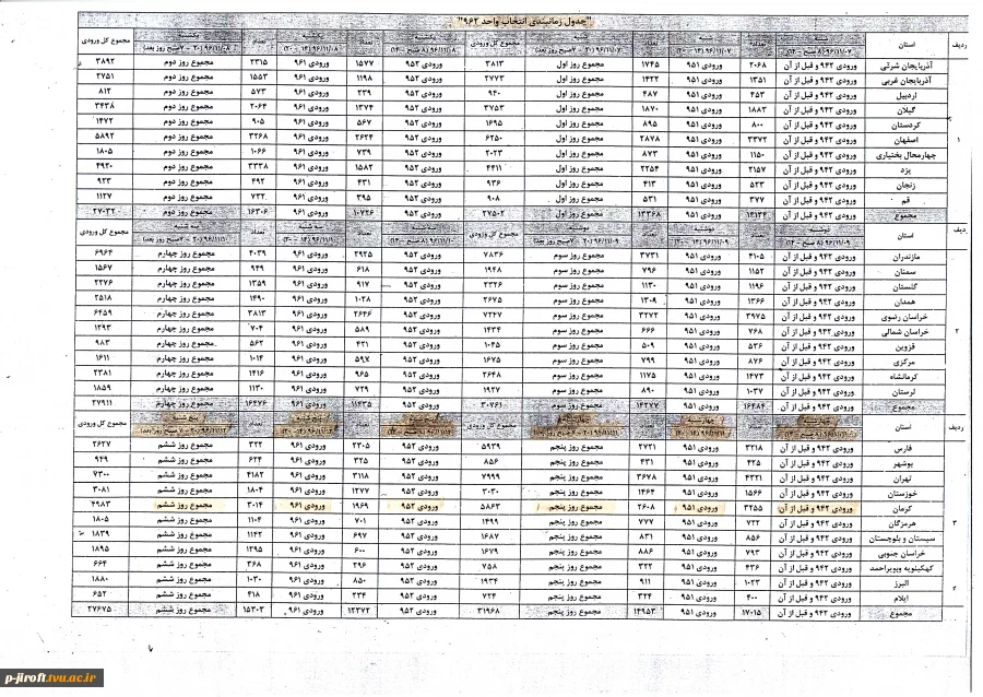 جدول زمانبندی انتخاب واحد 962 2